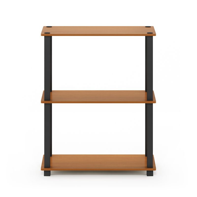 Furinno TURN-S-TUBE Engineered Wood 3-Tier Shelf Display Rack in Light Cherry