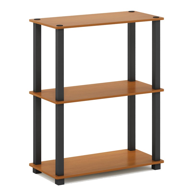 Furinno TURN-S-TUBE Engineered Wood 3-Tier Shelf Display Rack in Light Cherry