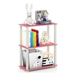 Furinno TURN-S-TUBE Engineered Wood 3-Tier Shelf Display Rack in Pink/White