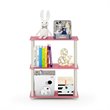 Furinno TURN-S-TUBE Engineered Wood 3-Tier Shelf Display Rack in Pink/White