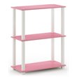 Furinno TURN-S-TUBE Engineered Wood 3-Tier Shelf Display Rack in Pink/White