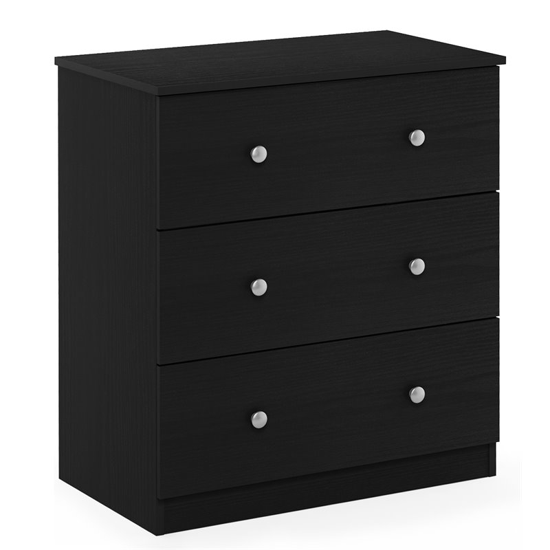 Furinno Lucca Engineered Wood Simple Design 3-Drawer Dresser in Black Oak