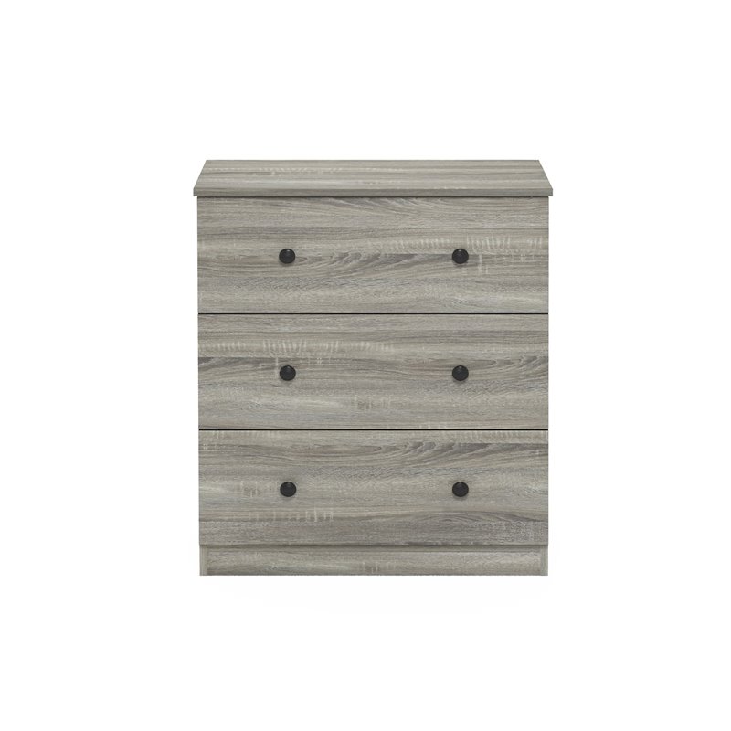Furinno Lucca Engineered Wood Simple Design 3-Drawer Dresser in French Oak Gray
