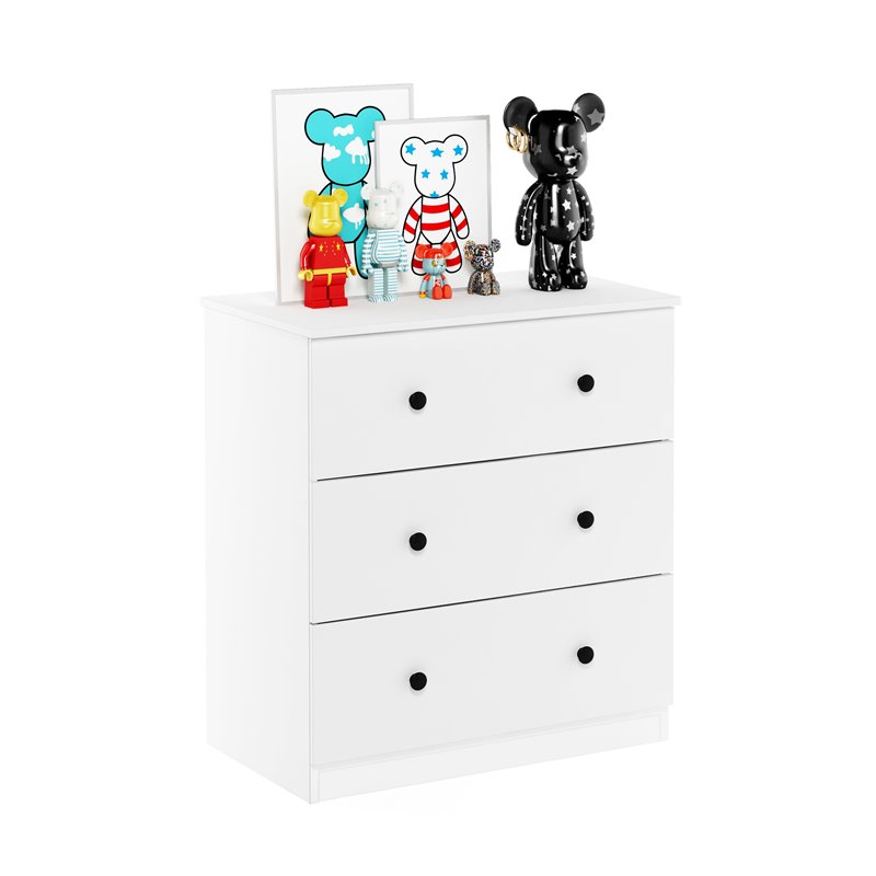 Furinno Lucca Engineered Wood Simple Design 3-Drawer Dresser in White
