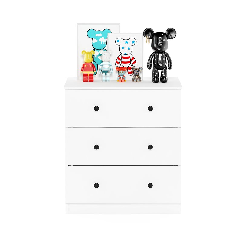 Furinno Lucca Engineered Wood Simple Design 3-Drawer Dresser in White