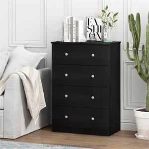 Furinno Lucca Engineered Wood Simple Design 4-Drawer Dresser in Black Oak