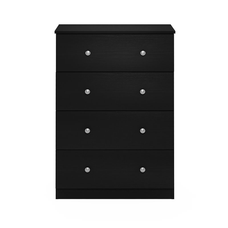 Furinno Lucca Engineered Wood Simple Design 4-Drawer Dresser in Black Oak