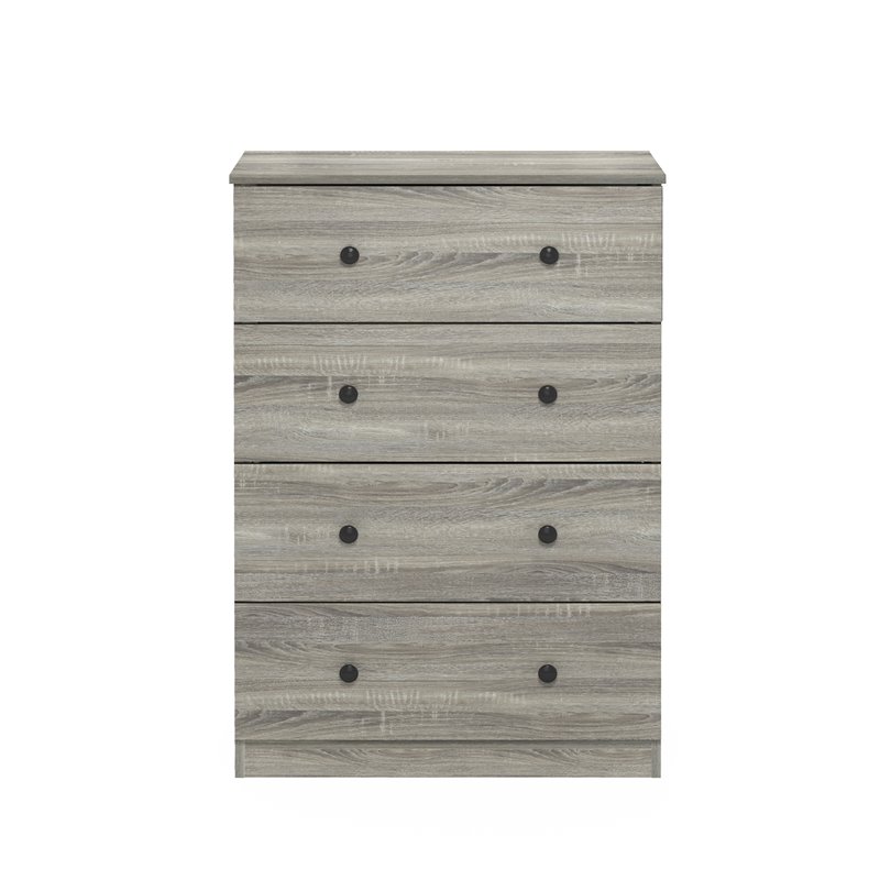 Furinno Lucca Engineered Wood Simple Design 4-Drawer Dresser in French Oak Gray