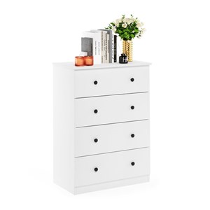 Furinno Lucca Engineered Wood Simple Design 4-Drawer Dresser in White