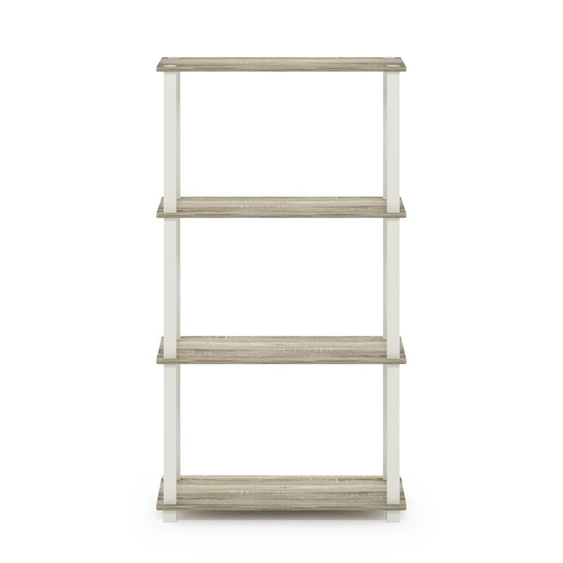 Furinno TURN-S-TUBE Engineered Wood 4-Tier Shelf Display Rack in Sonoma Oak
