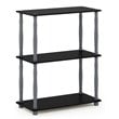 Furinno TURN-N-TUBE Engineered Wood 3-Tier Shelf Display Rack in Black/Gray