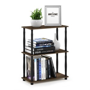 Furinno TURN-N-TUBE Wood 3-Tier Shelf Display Rack with CLASSIC Tube in Walnut