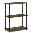 Furinno TURN-N-TUBE Wood 3-Tier Shelf Display Rack with CLASSIC Tube in Walnut