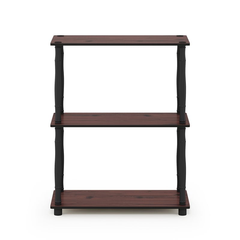 Furinno TURN-N-TUBE Wood 3-Tier Shelf Display Rack with CLASSIC Tube in Cherry