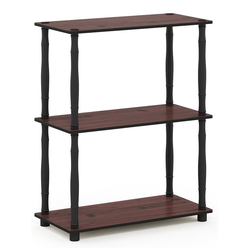 Furinno TURN-N-TUBE Wood 3-Tier Shelf Display Rack with CLASSIC Tube in Cherry