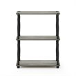 Furinno TURN-N-TUBE Wood 3-Tier Shelf Display Rack in French Oak Gray/Black