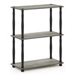 Furinno TURN-N-TUBE Wood 3-Tier Shelf Display Rack in French Oak Gray/Black