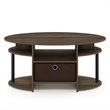 Furinno JAYA Engineered Wood Oval Coffee Table with Bin in Columbia Walnut