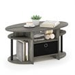 Furinno JAYA Engineered Wood Oval Coffee Table with Bin in French Oak Gray/Black