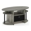 Furinno JAYA Engineered Wood Oval Coffee Table with Bin in French Oak Gray/Black
