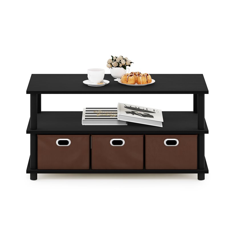 Furinno Frans Turn-N-Tube Engineered Wood Coffee Table in Black Oak/Brown