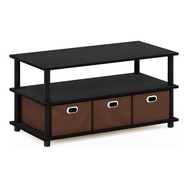 Furinno Frans Turn-N-Tube Engineered Wood Coffee Table in Black Oak/Brown