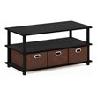 Furinno Frans Turn-N-Tube Engineered Wood Coffee Table in Black Oak/Brown