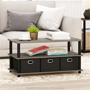 Furinno Frans Turn-N-Tube Engineered Wood Coffee Table in French Oak Gray/Black