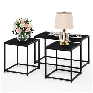 Furinno Camnus Engineered Wood Living Room Table Set in Americano Black
