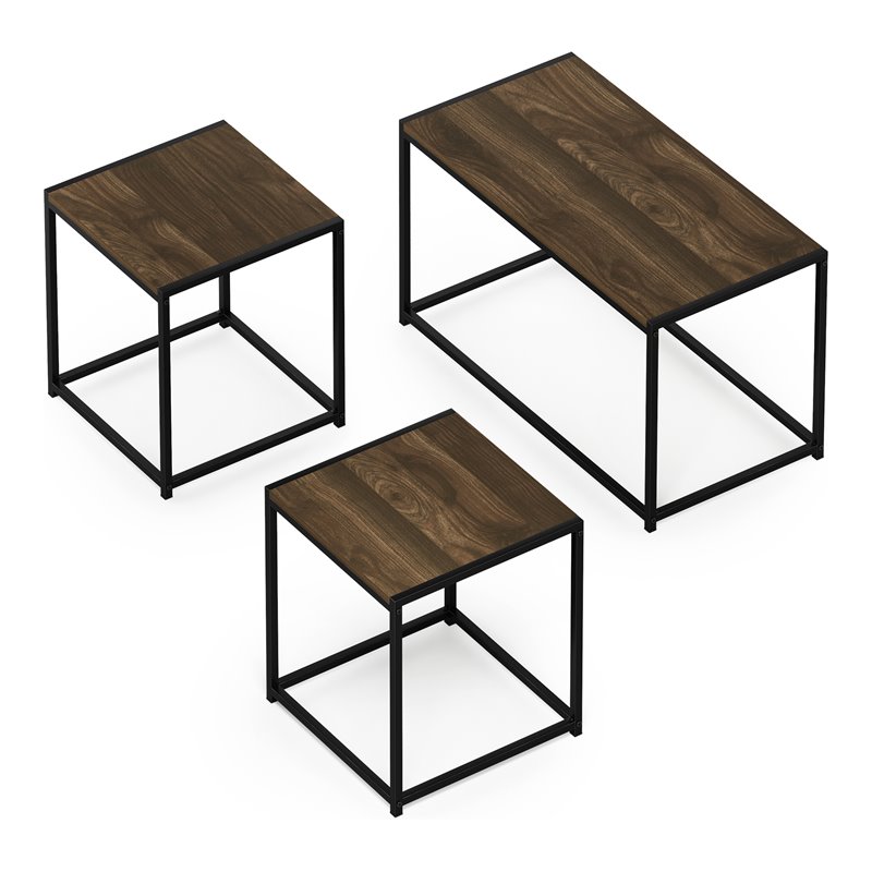 Furinno CAMNUS Engineered Wood Living Room Table Set in Columbia Walnut
