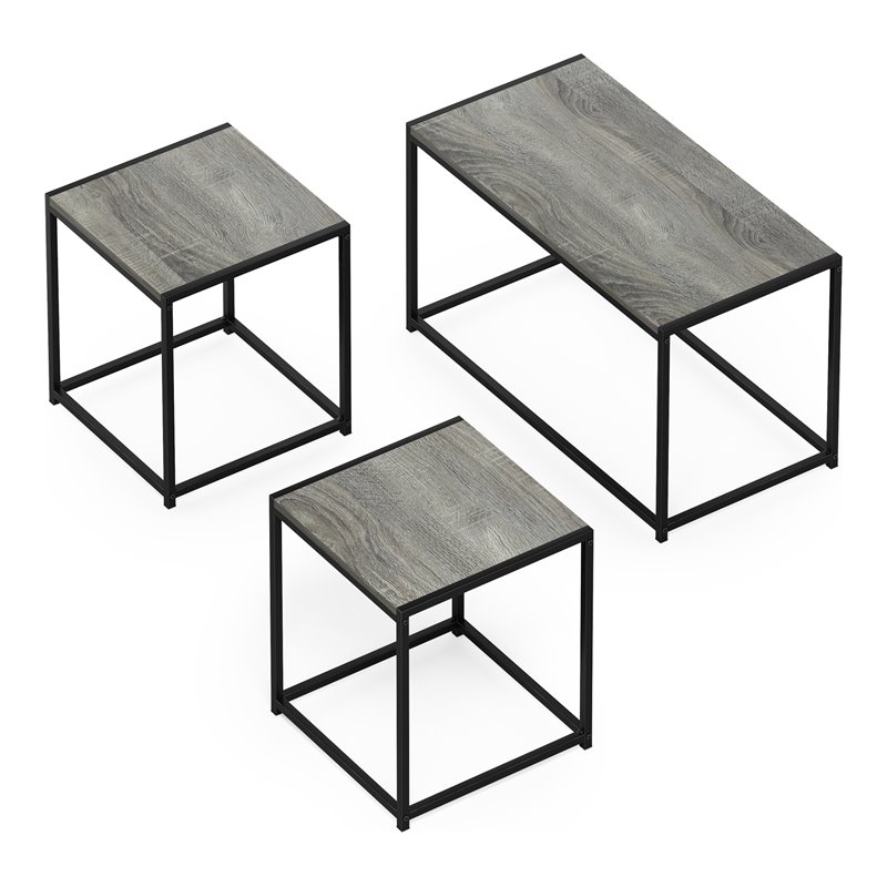 Furinno Camnus Engineered Wood Living Room Table Set in French Oak Gray