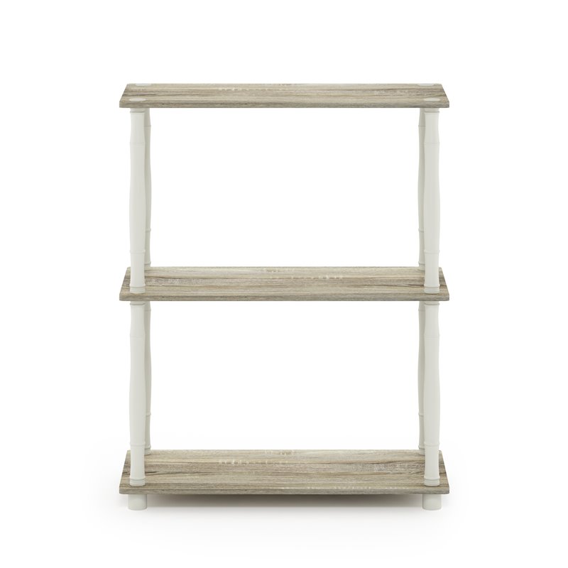 Furinno TURN-N-TUBE Wood 3-Tier Shelf Display Rack with CLASSIC Tube in Oak