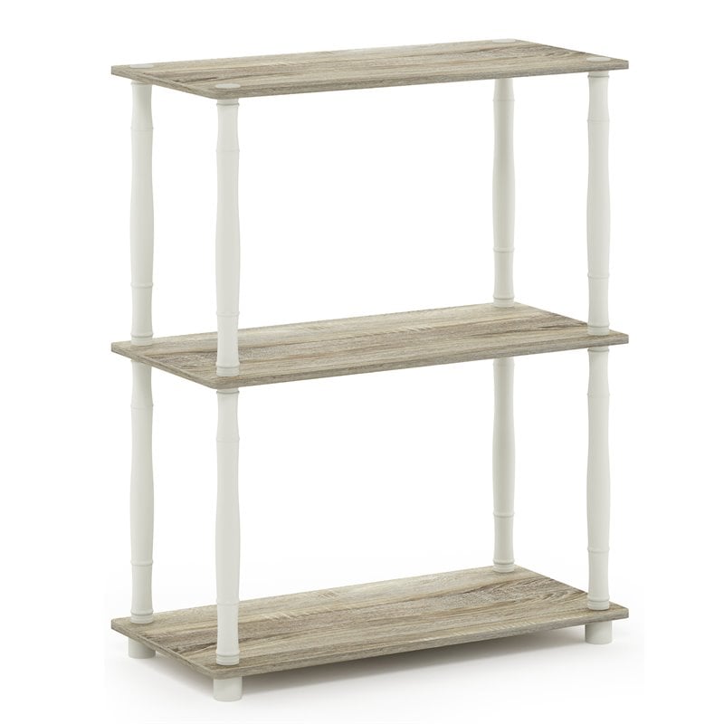 Furinno TURN-N-TUBE Wood 3-Tier Shelf Display Rack with CLASSIC Tube in Oak