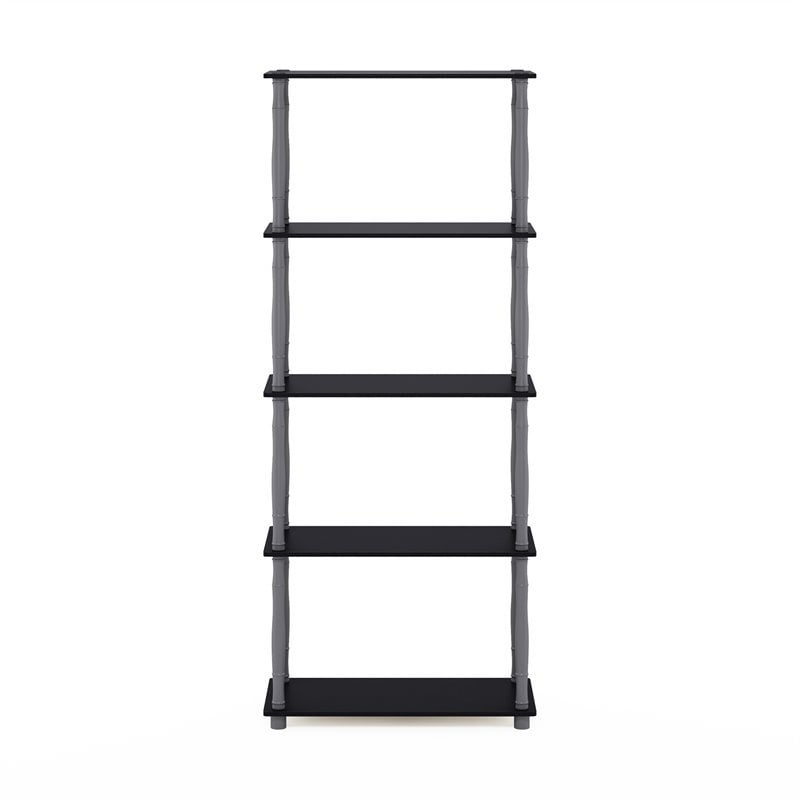 Furinno TURN-N-TUBE Engineered Wood 5-Tier Shelf Display Rack in Black
