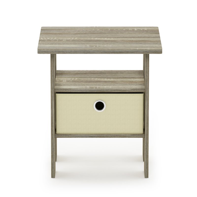 Furinno ANDREY Engineered Wood End Table with Bin Drawer in Sonoma Oak/Ivory
