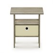 Furinno ANDREY Engineered Wood End Table with Bin Drawer in Sonoma Oak/Ivory