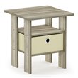 Furinno ANDREY Engineered Wood End Table with Bin Drawer in Sonoma Oak/Ivory