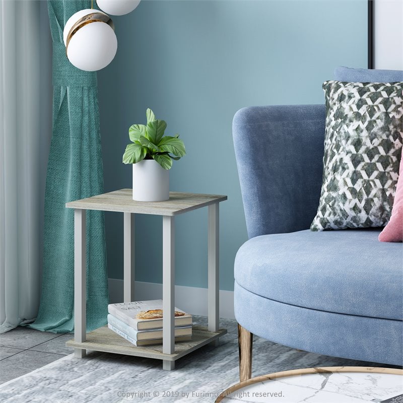 Furinno Engineered Wood Simplistic End Table in Sonoma Oak/White (Set of 2)