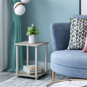 Furinno Engineered Wood SIMPLISTIC End Table in Sonoma Oak/White (Set of 2)