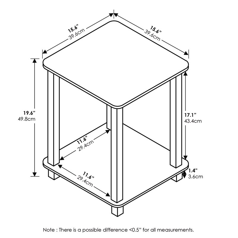 Furinno Engineered Wood Simplistic End Table in Sonoma Oak/White (Set of 2)