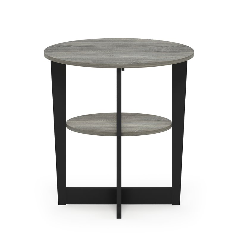 Furinno JAYA Contemporary Engineered Wood Oval End Table - Oak Gray/Black