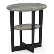 Furinno JAYA Contemporary Engineered Wood Oval End Table - Oak Gray/Black