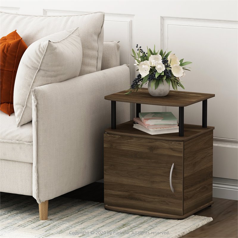 Furinno JAYA Engineered Wood Utility Design End Table in Columbia Walnut/Black