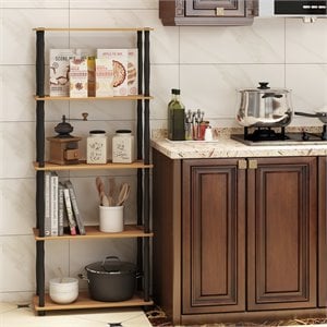 Furinno TURN-N-TUBE Engineered Wood 5-Tier Shelf Display Rack in Light Cherry