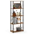 Furinno TURN-N-TUBE Engineered Wood 5-Tier Shelf Display Rack in Light Cherry