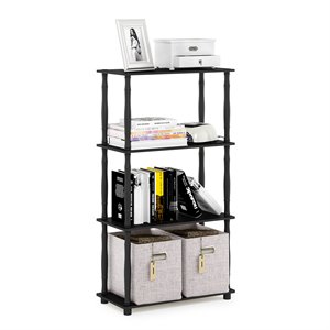 Furinno TURN-N-TUBE Engineered Wood 4-Tier Shelf Display Rack in Americano Black