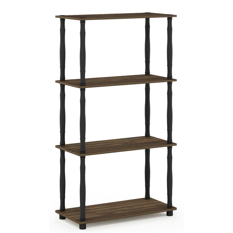 Furinno TURN-N-TUBE Engineered Wood 4-Tier Shelf Display Rack in Columbia Walnut