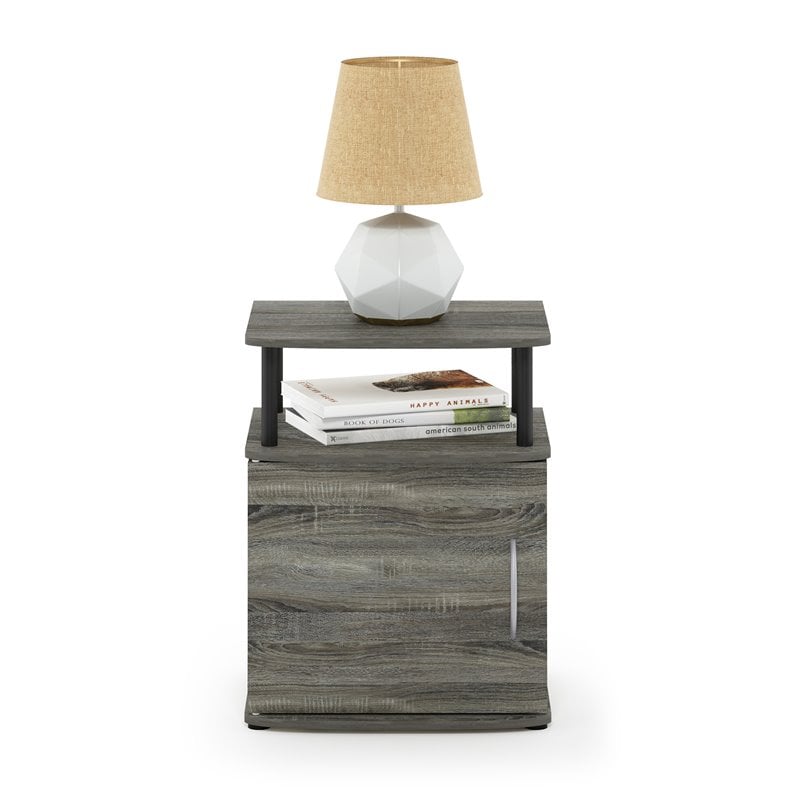 Furinno JAYA Engineered Wood Utility Design End Table in French Oak Gray/Black
