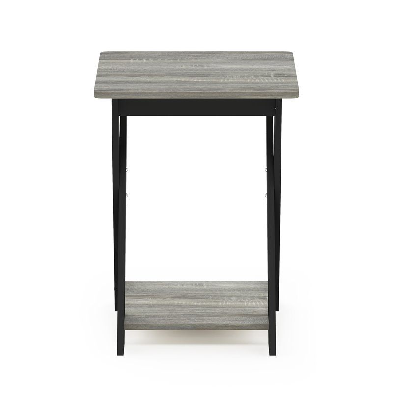 Furinno Engineered Wood SIMPLISTIC Criss-Crossed End Table in Oak Gray/Black