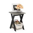 Furinno Engineered Wood SIMPLISTIC Criss-Crossed End Table in Oak Gray/Black